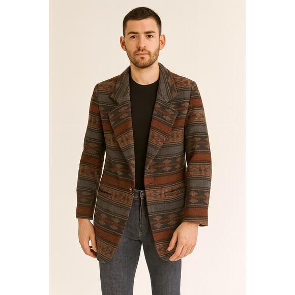 Vintage Braetan Southwest Wool Blend Blazer Jacket Men’s Medium Women’s Large - Picture 2 of 9